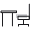 A desk with an ergonomic chair